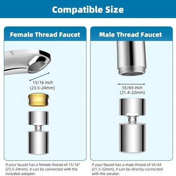 NSF/ANSI/CAN 61 Certified Faucet Aerator, CUPC Certification 360° Twist Kitchen - Picture 3 of 8